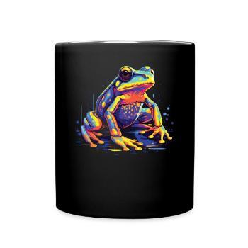 Wasserfarben Farbenfroher Frosch bunte Tiere - Tasse einfarbig - Schwarz - Vorne