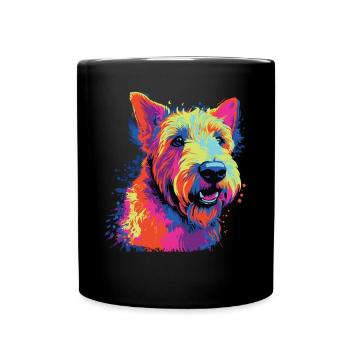 Aquarelle colorée Lakeland Terrier - Mug uni - noir - Devant