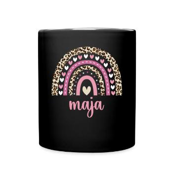 Maja Regenbogen Name Geburtstag Maja - Tasse einfarbig - Schwarz - Vorne