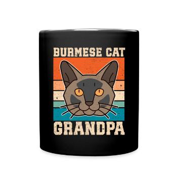 Burmese Opa Burma Katze Burma-Katzen Geschenk - Tasse einfarbig - Schwarz - Vorne