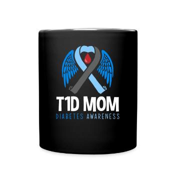 T1D Diabetes Type 1 Diabetic Gift - Full Colour Mug - black - Front