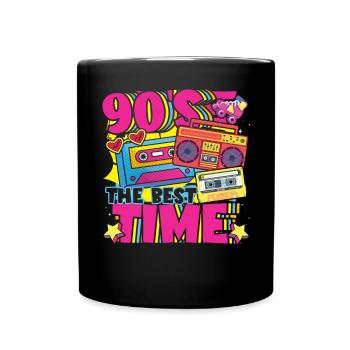 90s The Best Time - 90er Mottoparty - Tasse einfarbig - Schwarz - Vorne