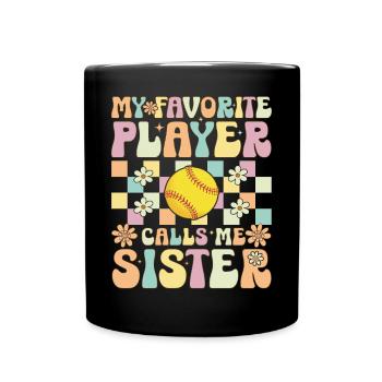 Softball Sister - Full Colour Mug - black - Front