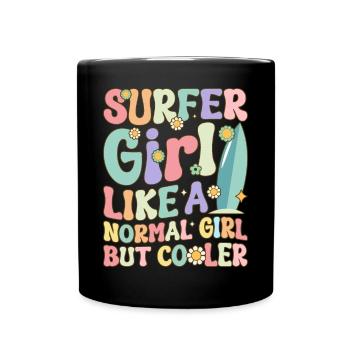 Surfing Girl Female Surfer - Full Colour Mug - black - Front