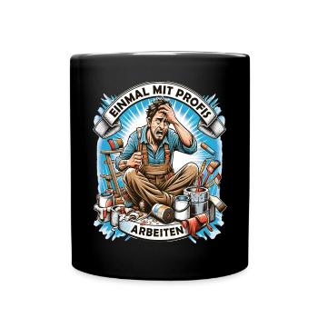 Working with professionals, funny master painter - Full Colour Mug - black - Front