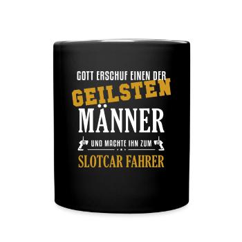 Slotcar Driver Man Slot Car RC Car - Full Colour Mug - black - Front