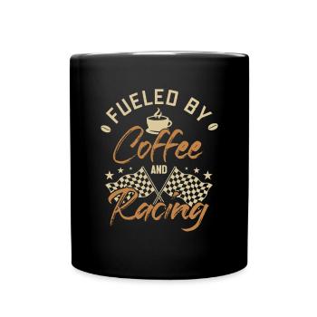 Fueled by Coffee and Racing Minicar Slot Car RC - Full Colour Mug - black - Front