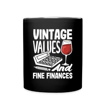 Valeurs Vintage Et Finances Fines Amateur De Vin - Mug uni - noir - Devant