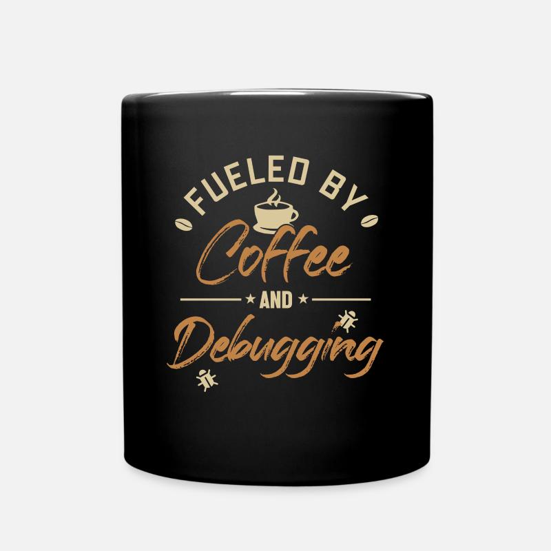 Fueled by Coffee and Debugging Developer Coder - Tasse einfarbig - Schwarz