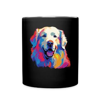 Aquarelle colorée Kuvasz - Mug uni - noir - Devant