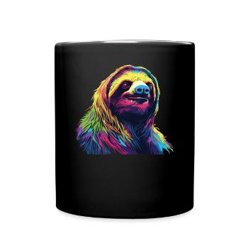Aquarelle Paresseux coloré Animaux colorés - Mug uni - noir - Devant