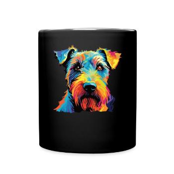 Aquarelle colorée Lakeland Terrier - Mug uni - noir - Devant