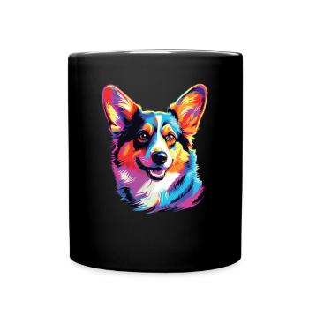 Aquarelle colorée Pembroke Welsh Corgi - Mug uni - noir - Devant