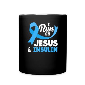 T1D Diabetes Type 1 Diabetic Gift - Full Colour Mug - black - Front
