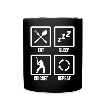 Manger Sommeil Cricket Répéter - Mug uni - noir - Devant