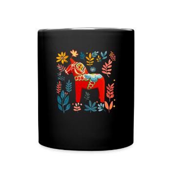 Dala Horse Sweden Swedish horse - Tasse einfarbig - Schwarz - Vorne