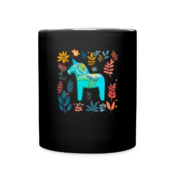 Dala Horse Sweden Swedish horse - Tasse einfarbig - Schwarz - Vorne