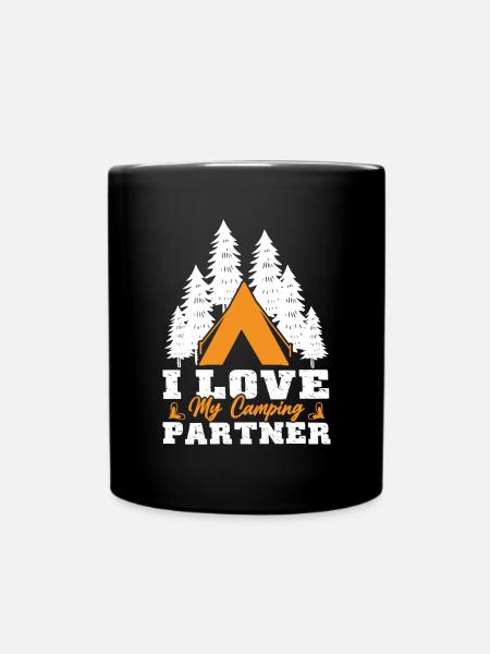 Husband And Wife Camping Partner Couple Matching - Full Colour Mug - black