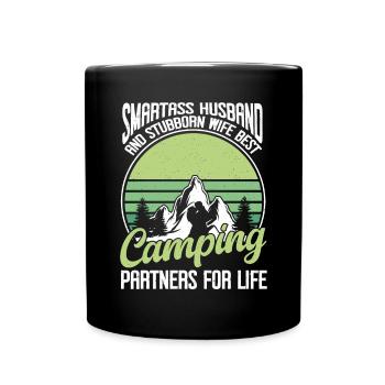 Husband And Wife Camping Partner Couple Matching - Full Colour Mug - black - Front