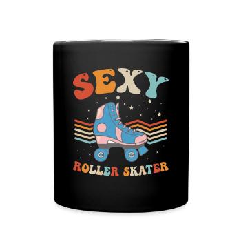 Roller Skates Roller Skating - Sexy Roller Skater - Tasse einfarbig - Schwarz - Vorne
