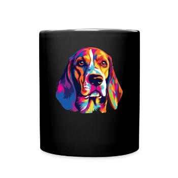 Watercolor Colorful Beagle Harrier - Full Colour Mug - black - Front