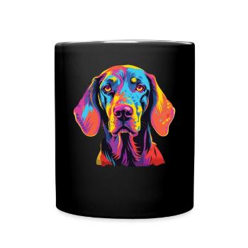 Wasserfarben Farbenfroher Finnischer Laufhund - Tasse einfarbig - Schwarz - Vorne
