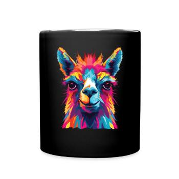 Watercolor Colorful Llama Colorful Animals - Full Colour Mug - black - Front