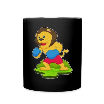 Lion Boxer Boxing Gloves Boxing - Full Colour Mug - black - Front