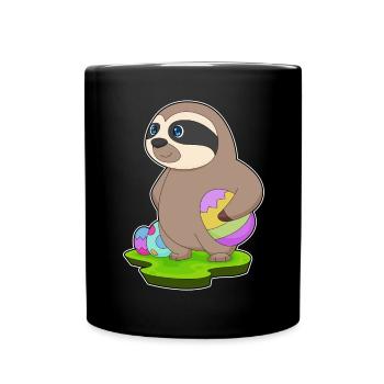 Faultier Ostern Ostereier - Tasse einfarbig - Schwarz - Vorne