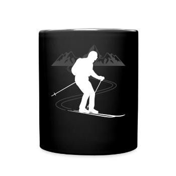 Berg-Piste-Ski-Abenteuer Geschenk - Tasse einfarbig - Schwarz - Vorne
