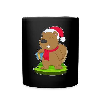 Forfait de Noël Castor - Mug uni - noir - Devant