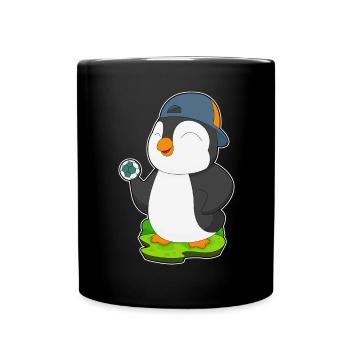 Pinguin Handballspieler Handball - Tasse einfarbig - Schwarz - Vorne