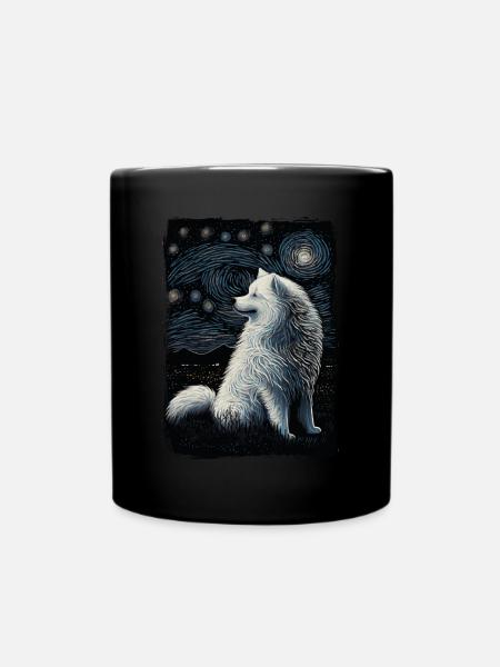 Samoyed Painting - Full Colour Mug - black