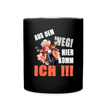 Aus dem Weg Hier Komm Ich Oma - Tasse einfarbig - Schwarz - Vorne