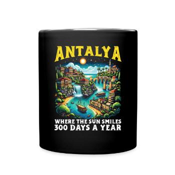 Antalya Türkei Reisen Urlaub Ich liebe die Türkei - Tasse einfarbig - Schwarz - Vorne