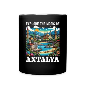 Antalya Türkei Reisen Urlaub Ich liebe die Türkei - Tasse einfarbig - Schwarz - Vorne
