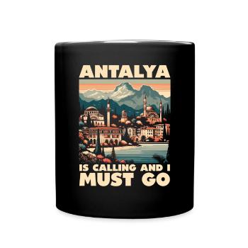 Antalya Türkei Reisen Urlaub Ich liebe die Türkei - Tasse einfarbig - Schwarz - Vorne