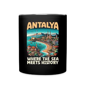 Antalya Türkei Reisen Urlaub Ich liebe die Türkei - Tasse einfarbig - Schwarz - Vorne