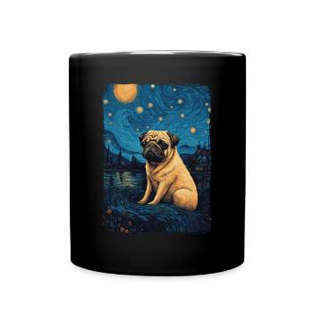 Pug Starry Night - Full Colour Mug - black - Front
