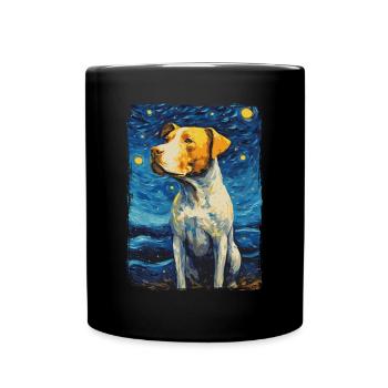 Pitbull Dog Starry Night - Full Colour Mug - black - Front