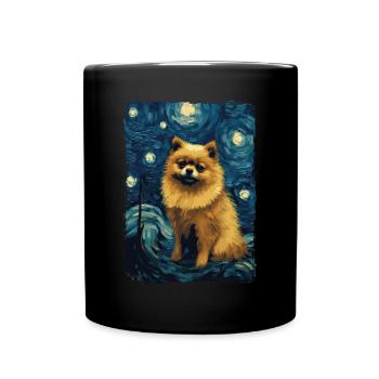 Zwergspitz Starry Night - Tasse einfarbig - Schwarz - Vorne