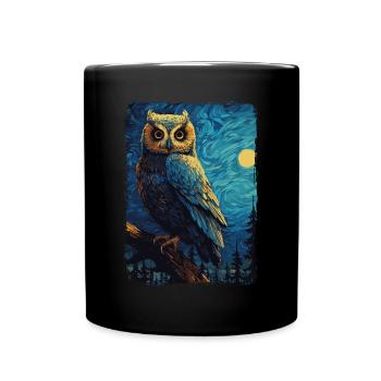 Owl Starry Night - Full Colour Mug - black - Front