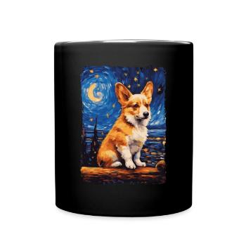Corgi Starry Night - Full Colour Mug - black - Front