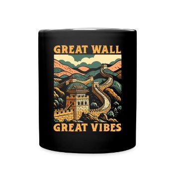 Great Wall Of China Travel Vacation Chinese - Full Colour Mug - black - Front