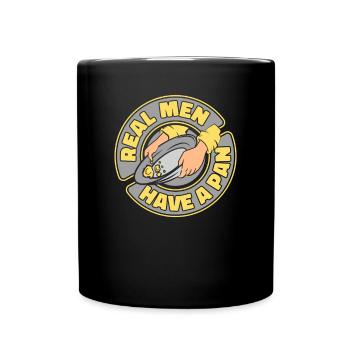 Echte Männer haben eine Pfanne beim Goldwaschen von Bergleuten - Tasse einfarbig - Schwarz - Vorne