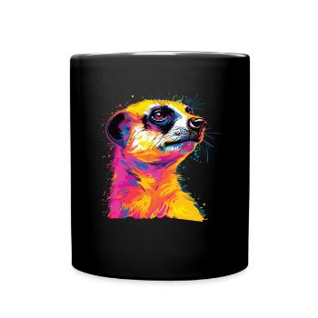 Watercolor Colorful Meerkat Colorful Animals - Full Colour Mug - black - Front