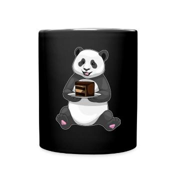 Panda Kuchen - Tasse einfarbig - Schwarz - Vorne
