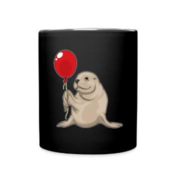 Seehund Luftballon - Tasse einfarbig - Schwarz - Vorne