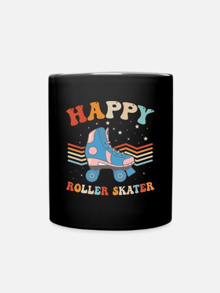 Roller Skates Roller Skating - Happy Roller Skater - Full Colour Mug - black