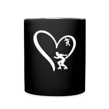 Roller Skater Heart Silhouette Roller Skating - Full Colour Mug - black - Front
